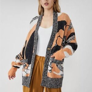 Free People August Knit Floral Oversized Cardigan